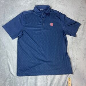 Cutter & Buck Shirt Mens L US Motor Logo Performance Polo Blue Micro Dot Stretch